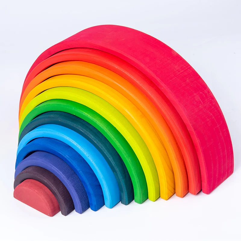 Baby Monterssori Educational Toy Wooden Rainbow Block Stacking Building Blocks Baby Open Thinking Toy Gifts for Childern