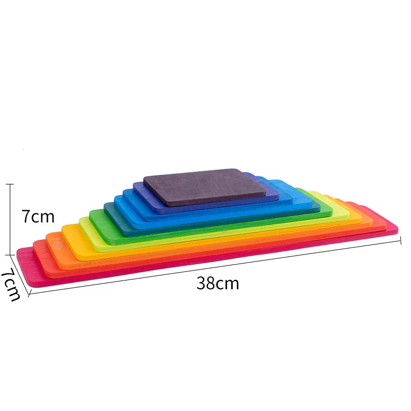 Baby Monterssori Educational Toy Wooden Rainbow Block Stacking Building Blocks Baby Open Thinking Toy Gifts for Childern
