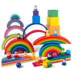 Baby Monterssori Educational Toy Wooden Rainbow Block Stacking Building Blocks Baby Open Thinking Toy Gifts for Childern