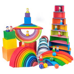 Baby Monterssori Educational Toy Wooden Rainbow Block Stacking Building Blocks Baby Open Thinking Toy Gifts for Childern
