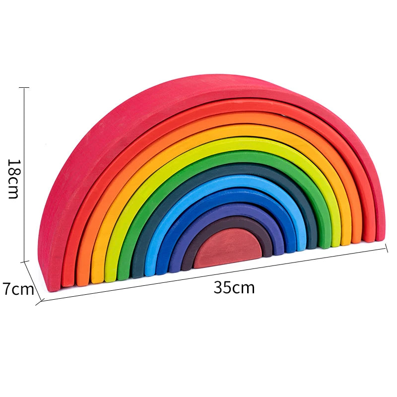 Baby Monterssori Educational Toy Wooden Rainbow Block Stacking Building Blocks Baby Open Thinking Toy Gifts for Childern