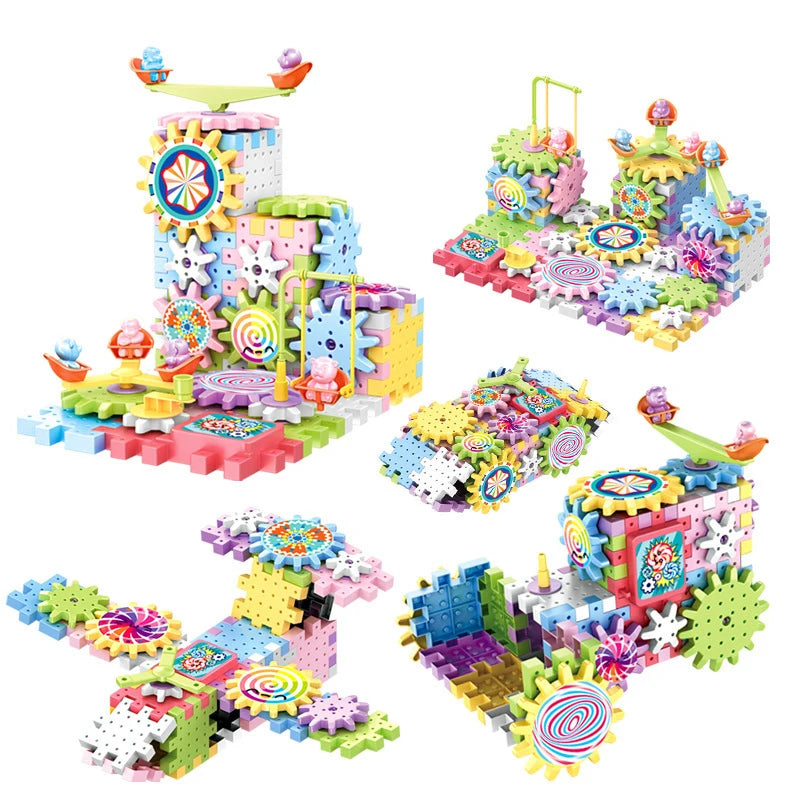 Hot 83-263 PCS Electric Gears 3D Puzzle Model Building Kits Plastic Brick Blocks Educational Toys for Kids Children Xmas Gifts