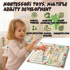 Magnetic Color and Number Maze Montessori Toys Wooden Puzzle Activity Board Learning Puzzle Counting Matching Toys for Toddlers