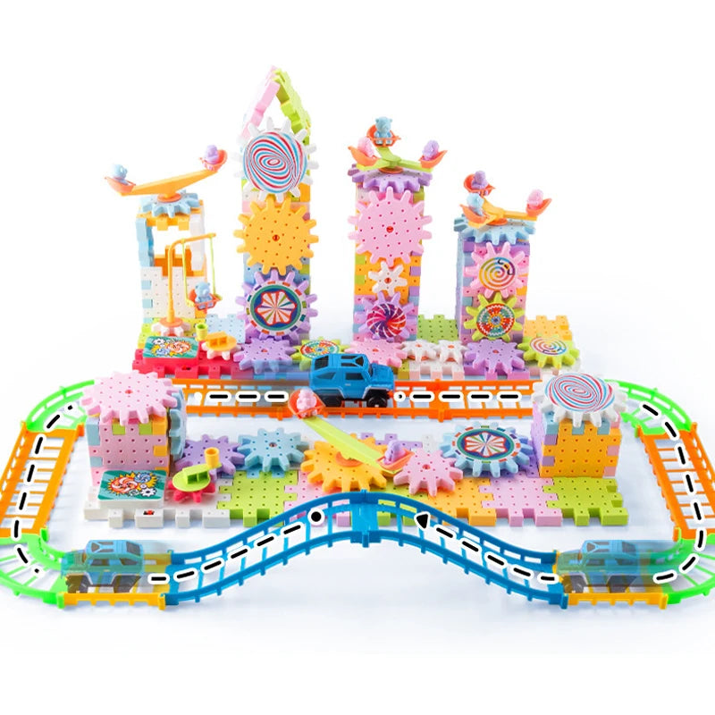 Hot 83-263 PCS Electric Gears 3D Puzzle Model Building Kits Plastic Brick Blocks Educational Toys for Kids Children Xmas Gifts