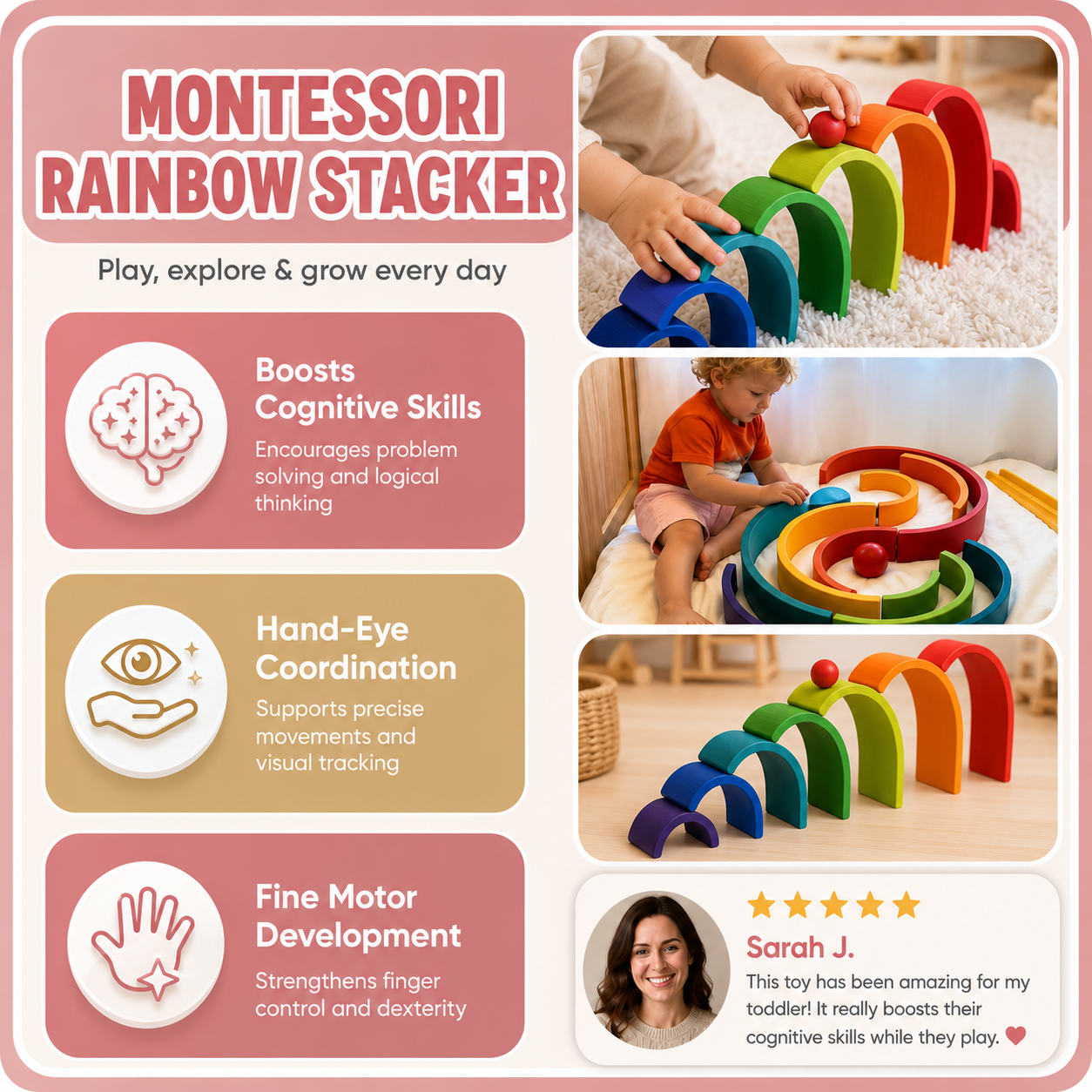 Mama Says Play™ Montessori Rainbow Stacker