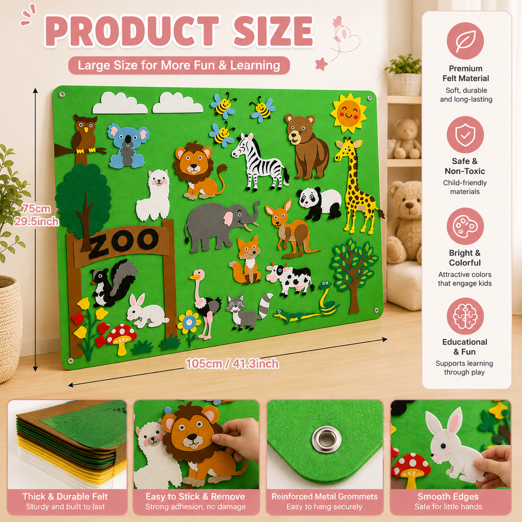 Farm Animals Felt Story Board Farmhouse Puzzle Toys