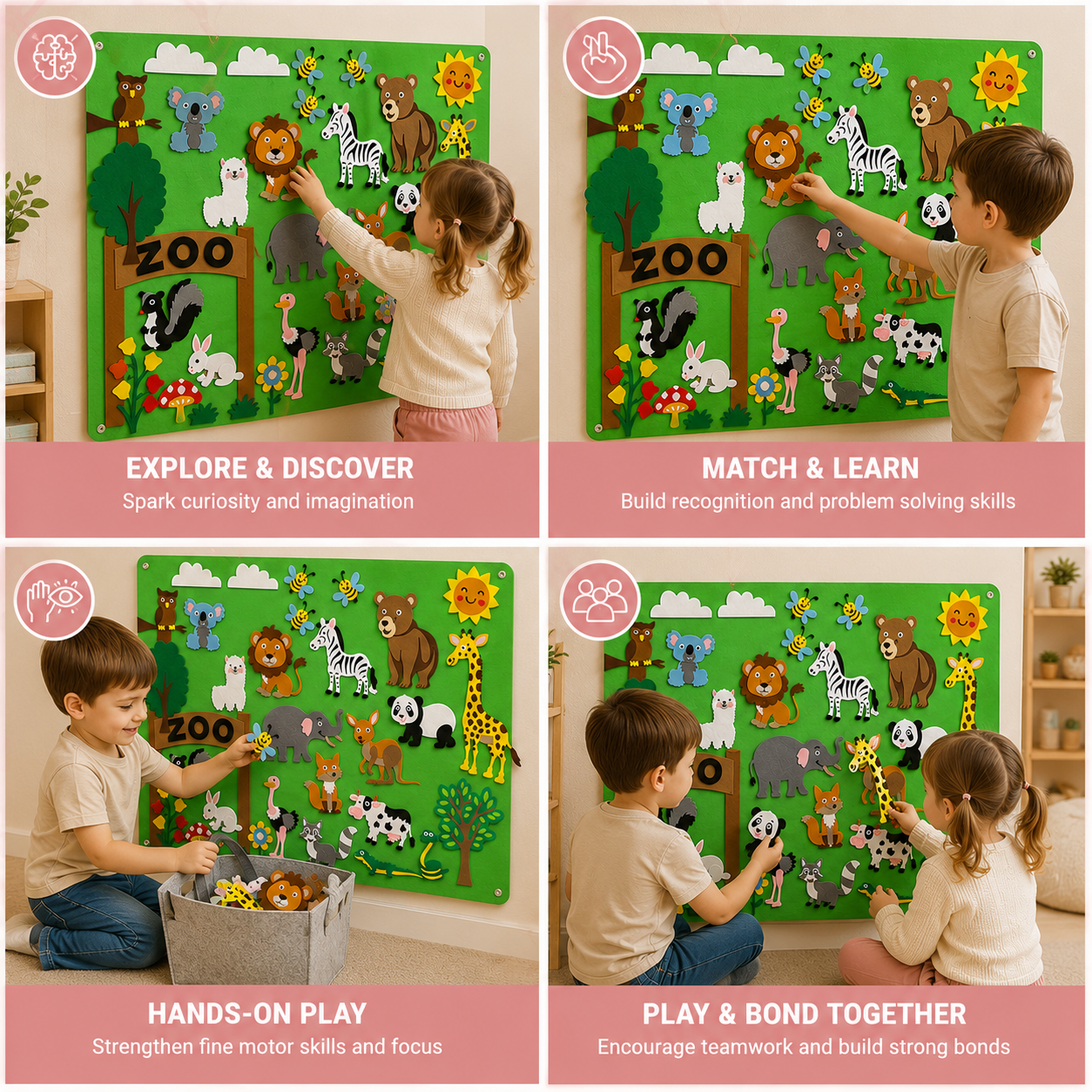 Farm Animals Felt Story Board Farmhouse Puzzle Toys
