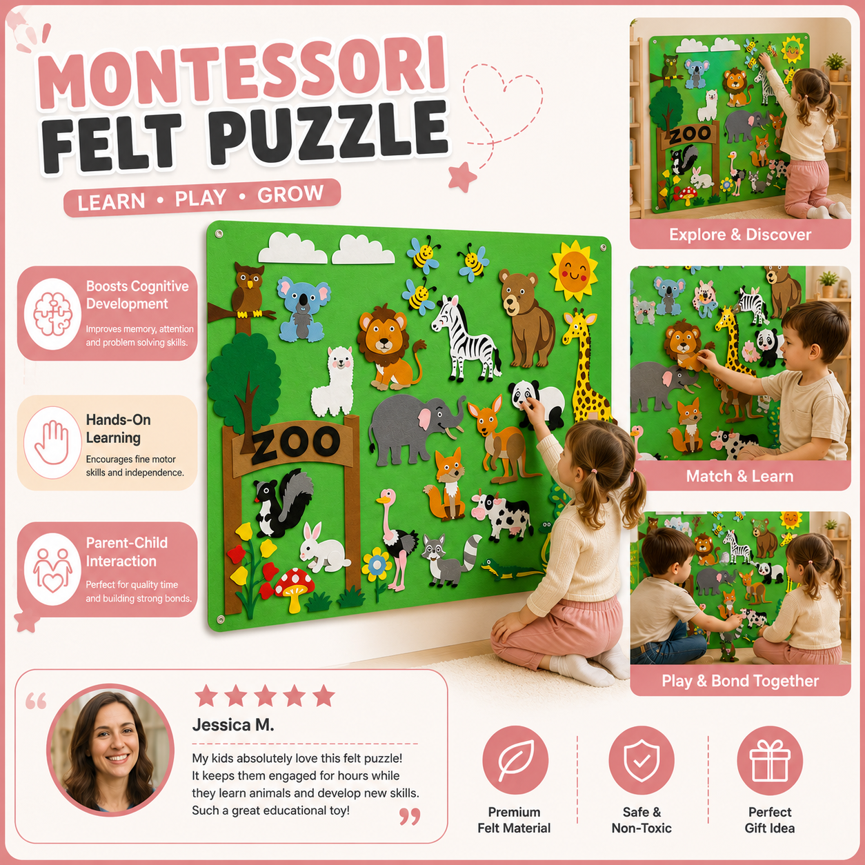 Farm Animals Felt Story Board Farmhouse Puzzle Toys