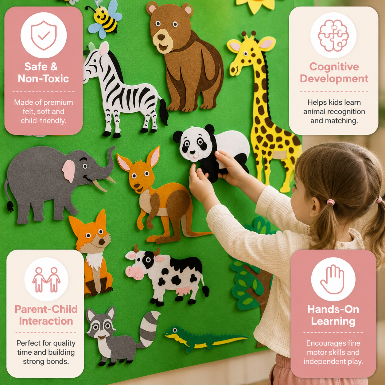 Farm Animals Felt Story Board Farmhouse Puzzle Toys