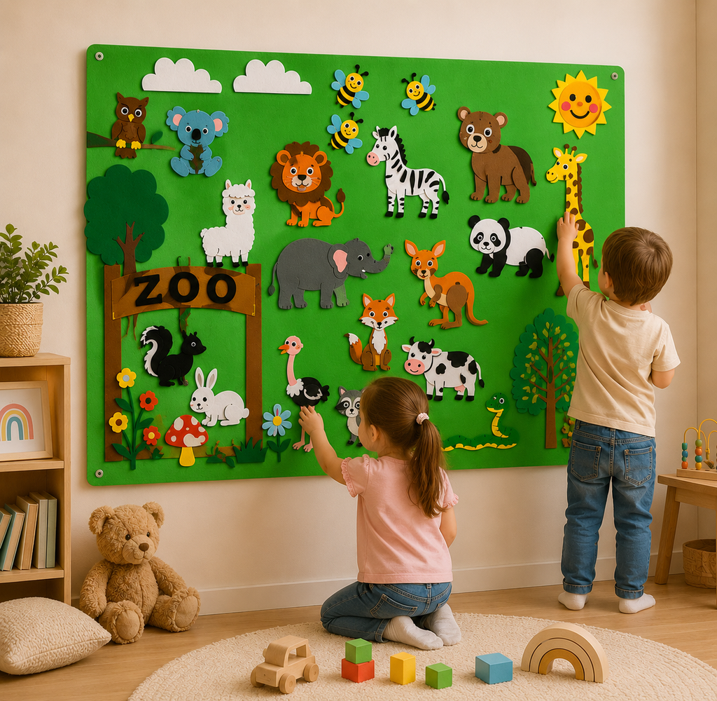 Farm Animals Felt Story Board Farmhouse Puzzle Toys