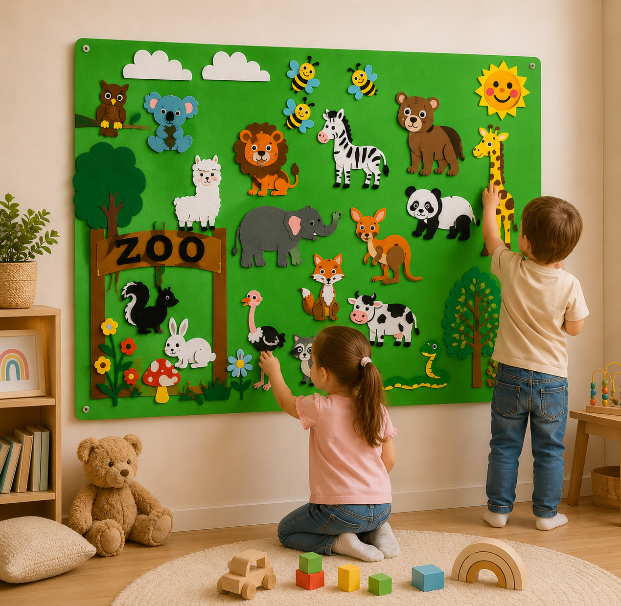Farm Animals Felt Story Board Farmhouse Puzzle Toys