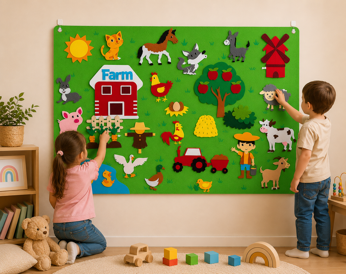 Farm Animals Felt Story Board Farmhouse Puzzle Toys