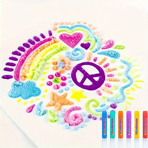 6 Bubble Pens, Popcorn Pens, Stress-Relief Watercolor Pens, DIY Greeting Cards, and 3D Magic Doodles, Gel Pens, Watercolor Pens