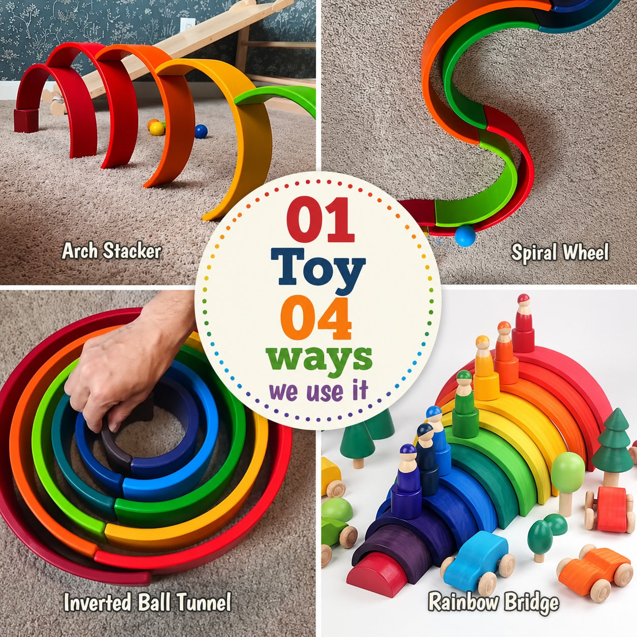 Mama Says Play™ Wooden Rainbow Stacker Toy