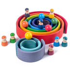 Baby Monterssori Educational Toy Wooden Rainbow Block Stacking Building Blocks Baby Open Thinking Toy Gifts for Childern